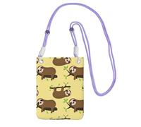 JEJEA Cute Sloths On Yellow Lemons Print Crossbody Phone Bag For Women Men, Adjustable Strap Phone Purse, For Travel Shopping