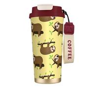 JEJEA Cute Sloths On Yellow Lemons Print Stainless Steel Insulated Mugs, Double Wall Coffee Cups, Coffee Travel Mug for Home Office