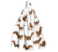 JEJEA Cute Squirrel print Halloween Hooded Cloak Cape Unisex for Cosplay, Christmas Party Favors Witchy Outfits