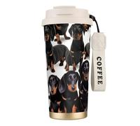 JEJEA Dachshund Weiner Pet Dog Print Stainless Steel Insulated Mugs, Double Wall Coffee Cups, Coffee Travel Mug for Home Office
