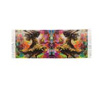 JEJEA Dance With Music Print Print Faux Cashmere Scarf With Tassels, Soft Warm Winter Scarf, Stylish Wrap For Women Men