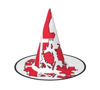 JEJEA Danish Flag Map Print Women'S Large Witch Hat Witch Hat Witches Hats Halloween Cosplay Party Accessory