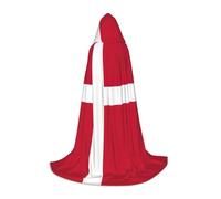 JEJEA Danish Flag Print Halloween Cosplay Christmas Party Outfits Hooded Wizard Robe Halloween Cloak Medieval Renaissance