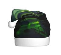 JEJEA Dark Northern Lights Print Gorros De Navidad Para Adultos, Santa Hats For Funny, Novelty Christmas Hats, For Xmas Party