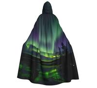JEJEA Dark Northern Lights print Halloween Hooded Cloak Cape Unisex for Cosplay, Christmas Party Favors Witchy Outfits