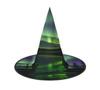 JEJEA Dark Northern Lights Print Women'S Large Witch Hat Witch Hat Witches Hats Halloween Cosplay Party Accessory
