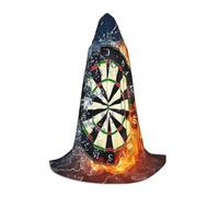 JEJEA Dart Board Print Halloween Cosplay Christmas Party Outfits Hooded Wizard Robe Halloween Cloak Medieval Renaissance