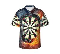 JEJEA Dart Board Print Hawaiian Shirt for Men, Short Sleeve Button Down, Summer Beach Shirts,Casual Cuban Top Black