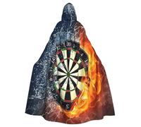 JEJEA Dart Board Print Witch Wizard Hooded Cloak, Adult Halloween Party Cape, For Witch Vampire Cosplay Costume