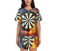 JEJEA Dart Board Print Women Short Sleeve Tee Sleepwear Short Sets Short Pajamas Sets Soft Pj Lounge Sets