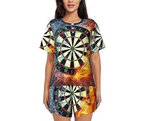 JEJEA Dart Board Print Women Short Sleeve Tee Sleepwear Short Sets Short Pajamas Sets Soft Pj Lounge Sets