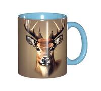 JEJEA Deer Head Printing Print 11 Oz Pottery Mug, Ceramic Coffee Cups Elegant Tea Mugs with Gift Box for Women with 6 Colors