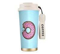 JEJEA Donut Print Stainless Steel Insulated Mugs, Double Wall Coffee Cups, Coffee Travel Mug for Home Office