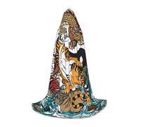 JEJEA Dragon And Tiger Print Halloween Cosplay Christmas Party Outfits Hooded Wizard Robe Halloween Cloak Medieval Renaissance