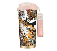 JEJEA Dragon and Tiger Print Stainless Steel Insulated Mugs, Double Wall Coffee Cups, Coffee Travel Mug for Home Office