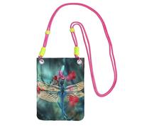 JEJEA Dragonfly On The Flower Print Crossbody Phone Bag For Women Men, Adjustable Strap Phone Purse, For Travel Shopping
