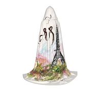 JEJEA Eiffel Tower Print Halloween Cosplay Christmas Party Outfits Hooded Wizard Robe Halloween Cloak Medieval Renaissance