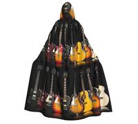 JEJEA electric guitar print Halloween Hooded Cloak Cape Unisex for Cosplay, Christmas Party Favors Witchy Outfits