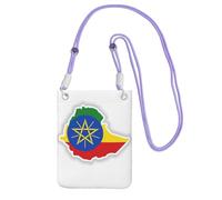 JEJEA Ethiopia Flag Map Print Crossbody Phone Bag For Women Men, Adjustable Strap Phone Purse, For Travel Shopping