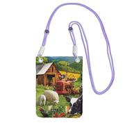 JEJEA Farm Animals Print Crossbody Phone Bag For Women Men, Adjustable Strap Phone Purse, For Travel Shopping