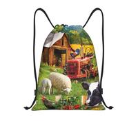 JEJEA Farm Animals print Drawstring Backpack Drawstring Gym Bags Draw String Bags Backpack for Swimming, Beach