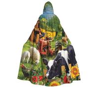 JEJEA Farm Animals print Halloween Hooded Cloak Cape Unisex for Cosplay, Christmas Party Favors Witchy Outfits
