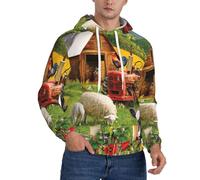 JEJEA Farm Animals Print Men'S Hooded Sweatshirt, Drawstring Hoodies Pullover, Long Sleeve Pullover, For Daily Wear Black