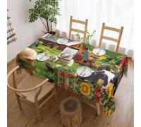 JEJEA Farm Animals print Rectangle Tablecloth Waterproof Wrinkle Free Table Cloth For Kitchen Dining Tabletop