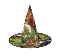 JEJEA Farm Animals Print Women'S Large Witch Hat Witch Hat Witches Hats Halloween Cosplay Party Accessory