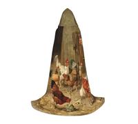 JEJEA Farm Chickens Print Halloween Cosplay Christmas Party Outfits Hooded Wizard Robe Halloween Cloak Medieval Renaissance