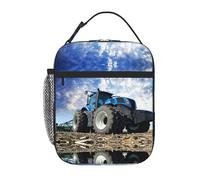 JEJEA Farm Tractor Print Reusable Insulated Lunch Bag,Lunch Tote Bag, Adjustable Shoulder Strap,for Office Picnic