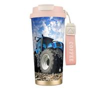 JEJEA Farm Tractor Print Stainless Steel Insulated Mugs, Double Wall Coffee Cups, Coffee Travel Mug for Home Office