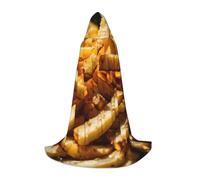 JEJEA Fast Food Print Halloween Cosplay Christmas Party Outfits Hooded Wizard Robe Halloween Cloak Medieval Renaissance