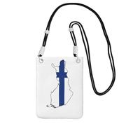 JEJEA Finnish Flag Map Print Crossbody Phone Bag For Women Men, Adjustable Strap Phone Purse, For Travel Shopping