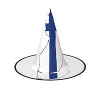 JEJEA Finnish Flag Map Print Women'S Large Witch Hat Witch Hat Witches Hats Halloween Cosplay Party Accessory