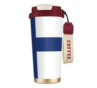 JEJEA Finnish Flag Print Stainless Steel Insulated Mugs, Double Wall Coffee Cups, Coffee Travel Mug for Home Office
