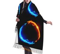 JEJEA Fire And Ice Dragons Print Print Faux Cashmere Fringe Shawl - Warm Winter Scarf For Women, Soft Cozy Wrap For Cold Weather
