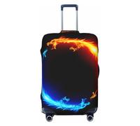 JEJEA fire and ice Dragons Print Suitcase Cover Protector Travel Luggage Cover Suitcase Washable Baggage Covers Anti-Scratch