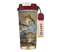 JEJEA Fishing Lake Fishermen Print Stainless Steel Insulated Mugs, Double Wall Coffee Cups, Coffee Travel Mug for Home Office
