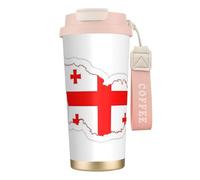 JEJEA Flag Map of Georgia Print Stainless Steel Insulated Mugs, Double Wall Coffee Cups, Coffee Travel Mug for Home Office
