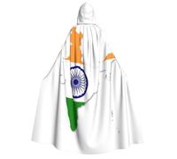 JEJEA Flag Map of India print Hooded Cloak Long Cape for Christmas Halloween Cloak Costumes Hooded Cape Masquerade