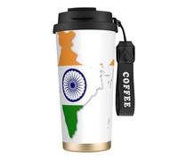 JEJEA Flag Map of India Print Stainless Steel Insulated Mugs, Double Wall Coffee Cups, Coffee Travel Mug for Home Office