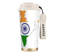 JEJEA Flag Map of India Print Stainless Steel Insulated Mugs, Double Wall Coffee Cups, Coffee Travel Mug for Home Office