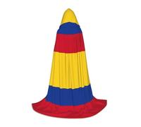 JEJEA Flag Of Colombia Print Halloween Cosplay Christmas Party Outfits Hooded Wizard Robe Halloween Cloak Medieval Renaissance