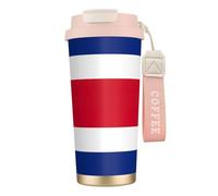 JEJEA Flag of Costa Rica Print Stainless Steel Insulated Mugs, Double Wall Coffee Cups, Coffee Travel Mug for Home Office