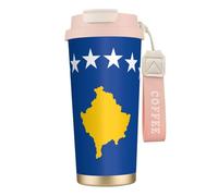 JEJEA Flag of Kosovo Print Stainless Steel Insulated Mugs, Double Wall Coffee Cups, Coffee Travel Mug for Home Office