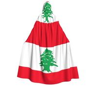 JEJEA Flag of Lebanon print Halloween Hooded Cloak Cape Unisex for Cosplay, Christmas Party Favors Witchy Outfits