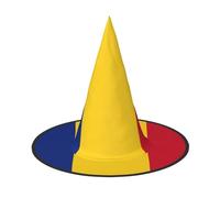 JEJEA Flag Of Romania Print Women'S Large Witch Hat Witch Hat Witches Hats Halloween Cosplay Party Accessory