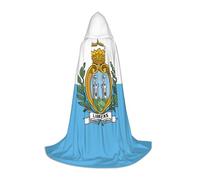JEJEA Flag Of San Marino Print Halloween Cosplay Christmas Party Outfits Hooded Wizard Robe Halloween Cloak Medieval Renaissance