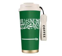 JEJEA Flag of Saudi Arabia Print Stainless Steel Insulated Mugs, Double Wall Coffee Cups, Coffee Travel Mug for Home Office